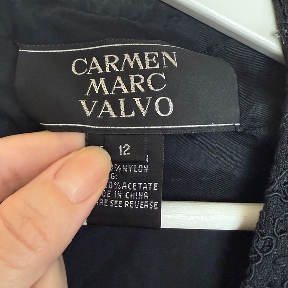 Carmen Marc Valvo Vintage Beaded Lace Double Breasted Blazer Dress Gala Formal - Picture 6 of 11